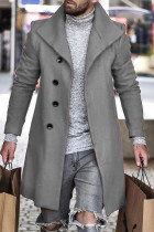Prendas de abrigo con cuello vuelto de cárdigan sólido casual de moda gris
