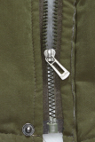 Agasalhos Colarinho com Capuz Verde Exército Casual Patchwork Desenhado Corda