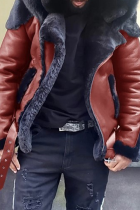 Ropa de abrigo de patchwork de patchwork de calle de moda roja con cuello con capucha de cinturón