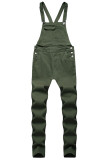 Pantalones de cintura media rectos de retazos sólidos casuales de moda verde militar