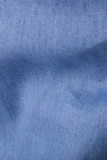 Hauts à col de chemise à boucle décontractée à la mode bleu profond