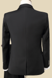 Black Fashion Work Solid Patchwork Buckle Turn-back Collar Long Sleeve Three Pieces