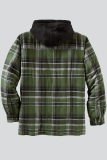 Blue Fashion Casual Plaid Patchwork Hooded Collar Outerwear