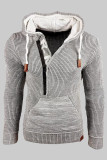 Light Gray Fashion Casual Solid Patchwork Hooded Collar Tops