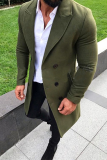 Army Green Fashion Casual Solid Patchwork Buckle Turn-back Collar Outerwear