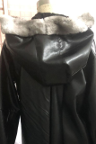 Ropa de abrigo casual cambio gradual patchwork patchwork cuello con capucha negro