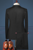 Black Fashion Work Solid Patchwork Buttons Turndown Collar Outerwear