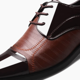 Black Fashion Casual Patchwork Cross Straps Pointed Leather Shoes