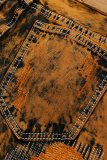 Lettera di strada gialla terra Patchwork ricamato crea vecchi pantaloni (senza cintura)