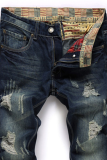 The cowboy blue Street Patchwork Ripped Make Old Bottoms (Without Belt)