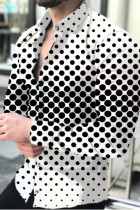 Witte mode straatprint polka dot patchwork gesp turndown kraag tops