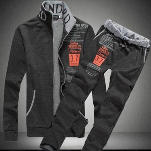 Dark Gray Casual Sportswear Print Split Joint Zipper Long Sleeve Two Pieces