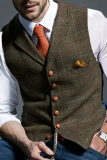 Top con colletto risvoltato con fibbia patchwork scozzese casual alla moda verde