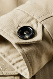 Earth Yellow Casual Solid Pocket Buckle Hooded Collar Outerwear