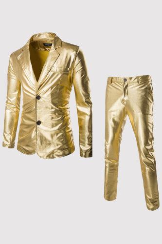 Золотая модная повседневная однотонная лоскутная верхняя одежда с воротником с отложным воротником и пряжкой