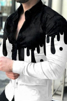 Top con colletto couverture con fibbia patchwork in bianco e nero con stampa alla moda