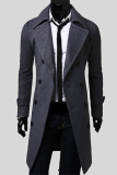 Prendas de abrigo de cuello vuelto con hebilla de patchwork sólido casual de moda negro