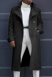 Dark Gray Fashion Casual Solid Cardigan Turndown Collar Outerwear