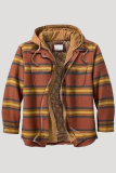 Dark Brown Fashion Casual Plaid Patchwork Hooded Collar Outerwear