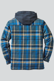 Orange Fashion Casual Plaid Patchwork Hooded Collar Outerwear