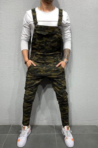Camouflage Fashion Casual Camouflage Print Split Joint Straight Mid Waist Bottoms