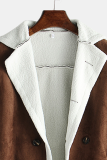 Серая модная повседневная верхняя одежда в стиле пэчворк с карманом и пряжкой, контрастный отложной воротник