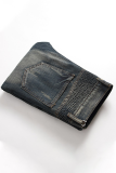 Le cowboy bleu Casual Street Patchwork Fold Zipper Mid Waist Bottoms (Sans ceinture)