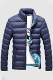 Sky Blue Casual Solid Patchwork Zipper Outerwear