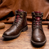Sapatos de couro marrom moda casual tiras cruzadas com zíper redondo