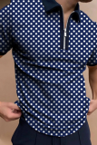 Witte mode casual polka dot patchwork rits POLO kraag tops