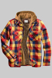 Multicolor Fashion Casual Plaid Patchwork Hooded Collar Outerwear