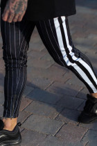 Черные модные повседневные полосатые лоскутные брюки-карандаш со средней талией