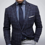 Grey Fashion Casual Plaid Patchwork Buckle Turn-back Collar Outerwear