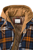 Multicolor Casual Plaid Draw String Zipper Hooded Collar Outerwear