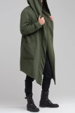 Black Casual Solid Patchwork Pocket Hooded Collar Outerwear