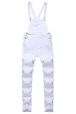 White Fashion Casual Solid Patchwork Straight Mid Waist Bottoms