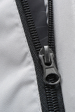 Hellgraue, lässige Sportswear-Oberbekleidung mit einfarbigem Patchwork-Reißverschluss und Kapuzenkragen