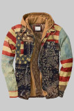 Prendas de abrigo de cuello con capucha de patchwork con estampado casual de moda multicolor