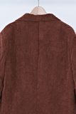 Brun Casual Vintage Solid Pocket Spänne Turn-back krage Ytterkläder