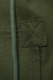 Army Green Fashion Casual Solid Kordelzug Schnalle Kapuzenkragen Oberbekleidung