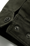 Prendas de abrigo de cuello mandarín con cremallera de bolsillo sólido informal de moda caqui
