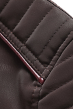 Coffee Fashion Casual Solid Patchwork Zipper Mandarin Collar Outerwear