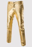 ゴールド ファッション カジュアル ソリッド パッチワーク バックル ターンバック カラー アウターウェア
