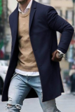 Khaki Fashion Casual Solid Pocket Buckle Turn-back Collar Outerwear