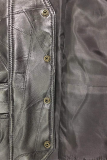 Black Street Buckle Cross Straps Zipper V Neck Outerwear