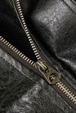 Brown Fashion Street Solid Pocket Zipper Turndown Collar Outerwear