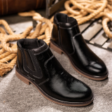 Brown Fashion Patchwork Mesh Round Leather Shoes