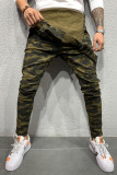 Camouflage Fashion Casual Camouflage Print Patchwork Straight Mid Waist Bottoms
