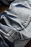 Сине-белые штаны в стиле пэчворк со старыми складками (без пояса)