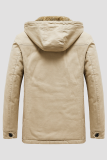 Earth Yellow Casual Solid Pocket Buckle Hooded Collar Oberbekleidung